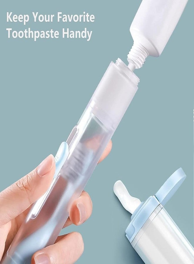 Prostuff.in فرشاة أسنان Prostuff.in® 3 في 1 محمولة للسفر مع أنبوب معجون أسنان مدمج قابل لإعادة التعبئة، وحافظة فرشاة أسنان مدمجة، وشعيرات فائقة النعومة، وفرشاة تنظيف واحدة، متعددة الألوان - Image 4